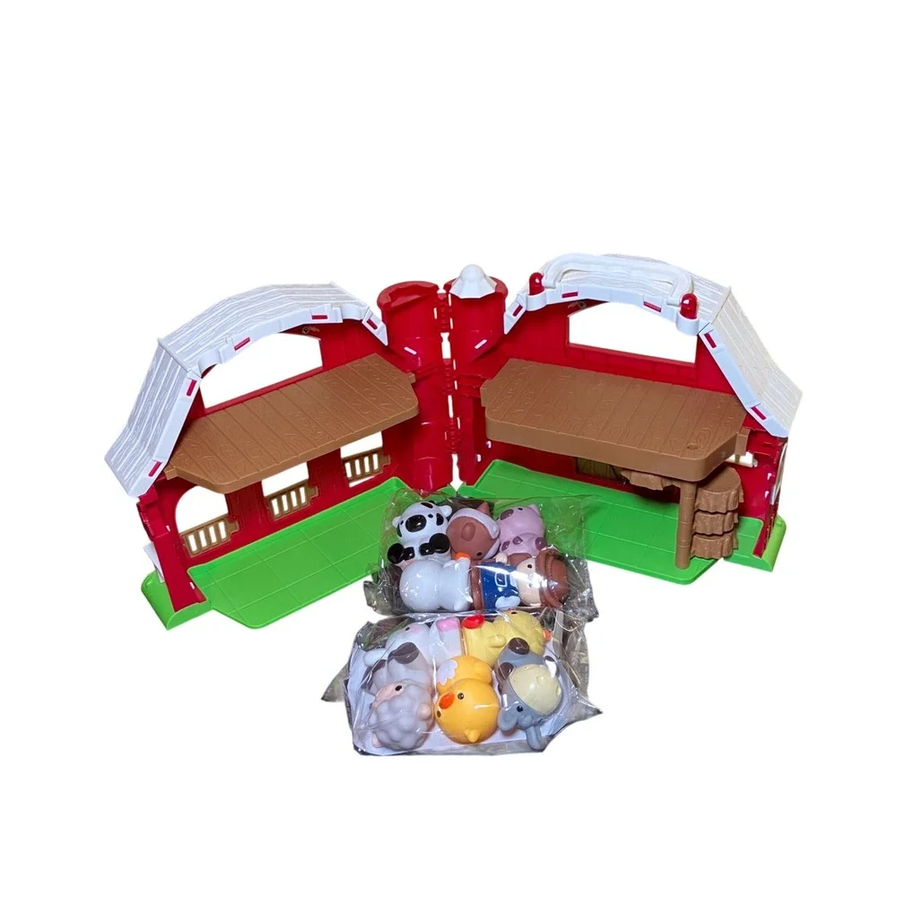 Aigybobo Big Barn Toys Farm Animals Kids 12m+ Red New 11pc Playset HA-Barn Toys